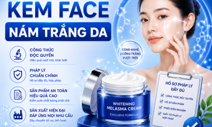 GIA CÔNG KEM FACE NÁM TRẮNG DA CÔNG THỨC ĐỘC QUYỀN PHÁP LÝ CHUẨN CHỈNH